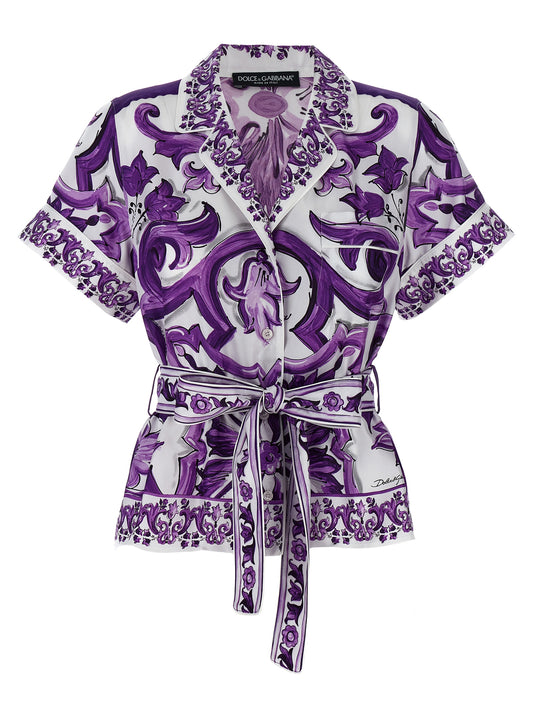 'Maiolica' print pajama shirt Shirt, blouse