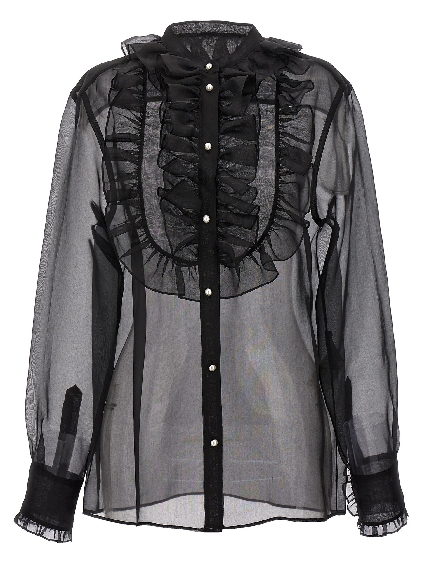 Plastron and ruffle shirt Shirt, blouse