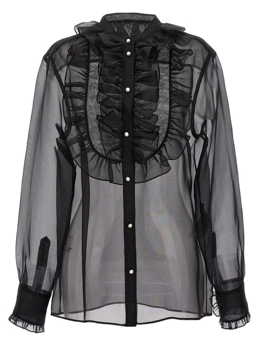 Plastron and ruffle shirt Shirt, blouse