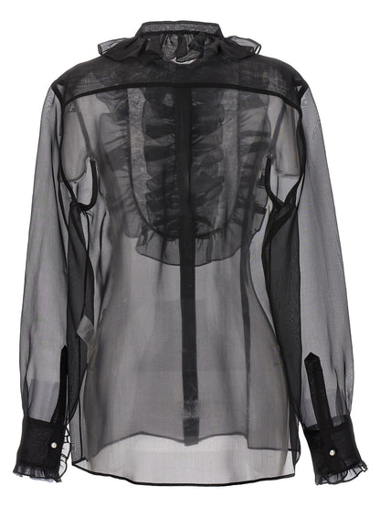 Plastron and ruffle shirt Shirt, blouse