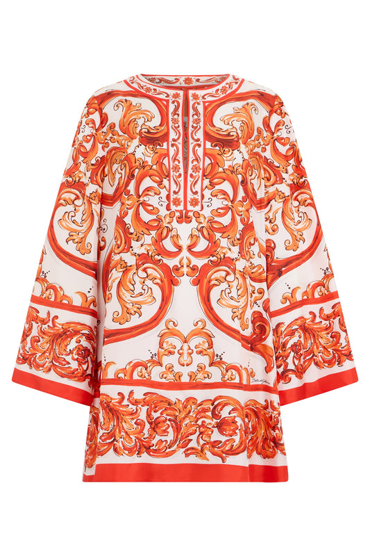 Dolce & Gabbana Twill caftan with majolica print