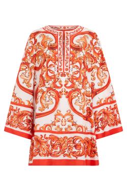 Dolce & Gabbana Twill caftan with majolica print