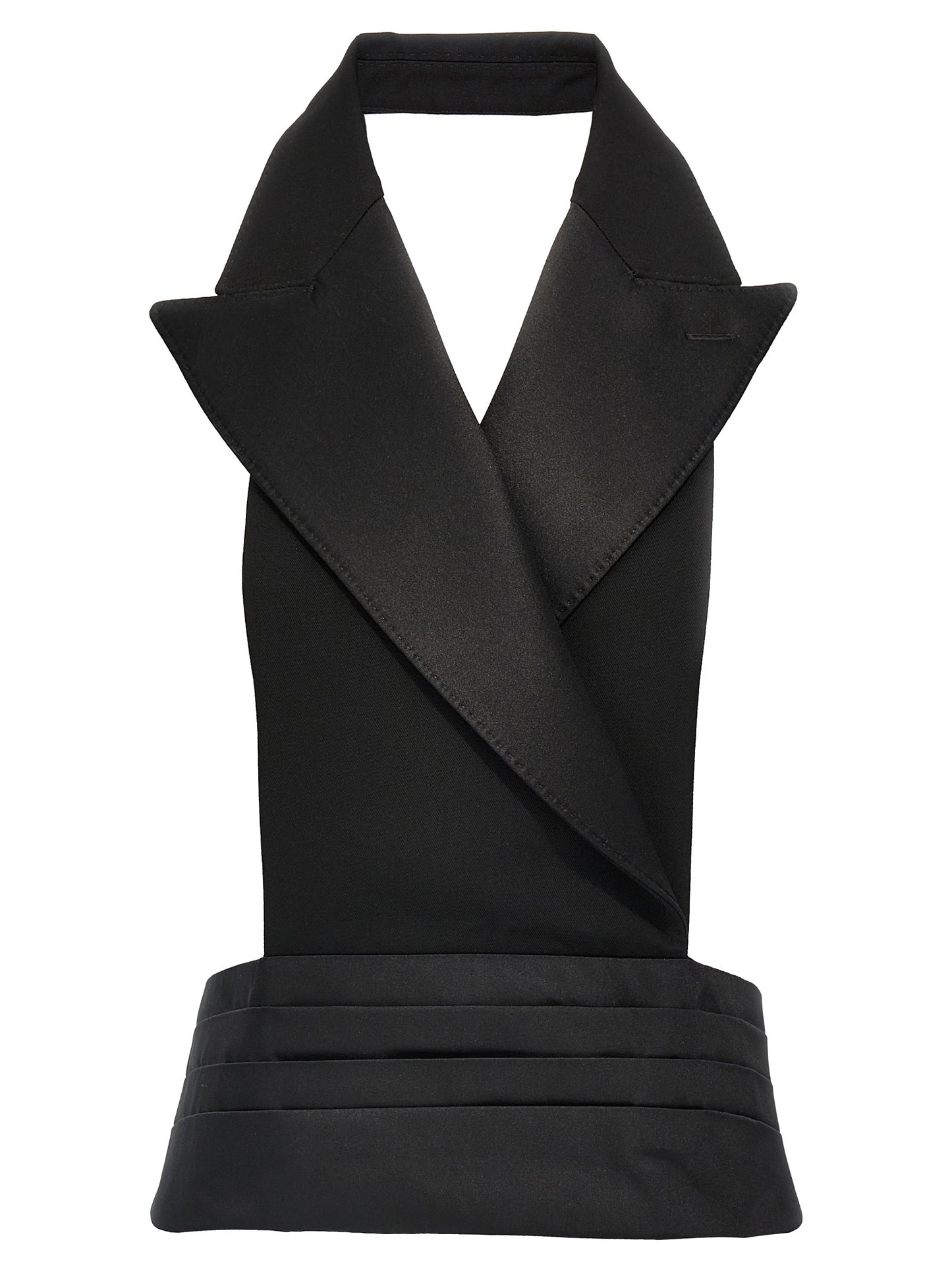 Double-breasted bare back vest Gilet