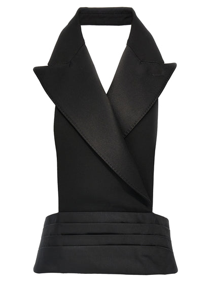 Double-breasted bare back vest Gilet