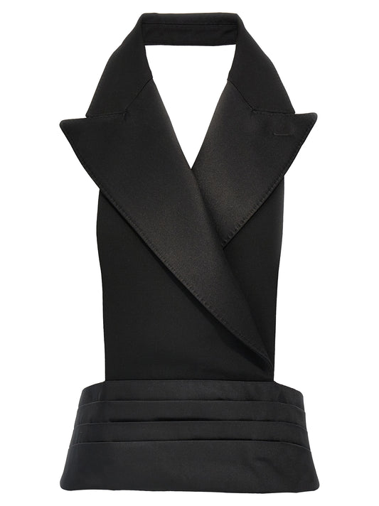Double-breasted bare back vest Gilet