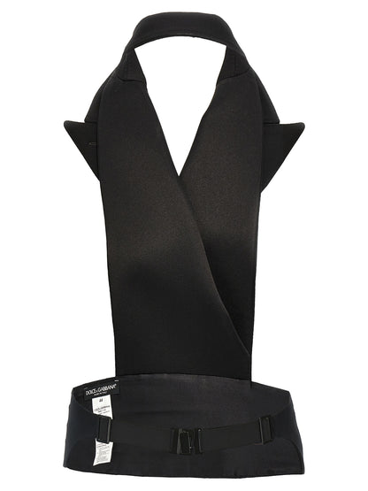 Double-breasted bare back vest Gilet
