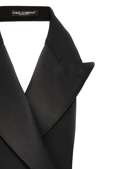 Double-breasted bare back vest Gilet