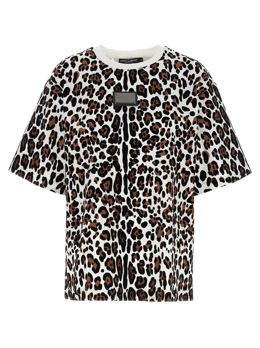 Animal print logo plaque T-shirt T-shirt