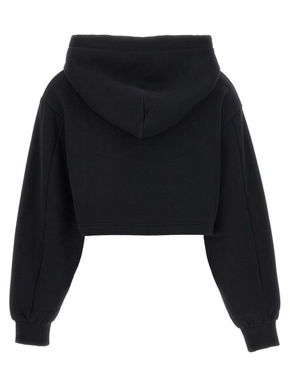 Logo embroidery cropped hoodie Sweatshirt