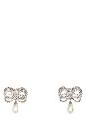Alessandra Rich Crystal bow earrings with pendant pearl
