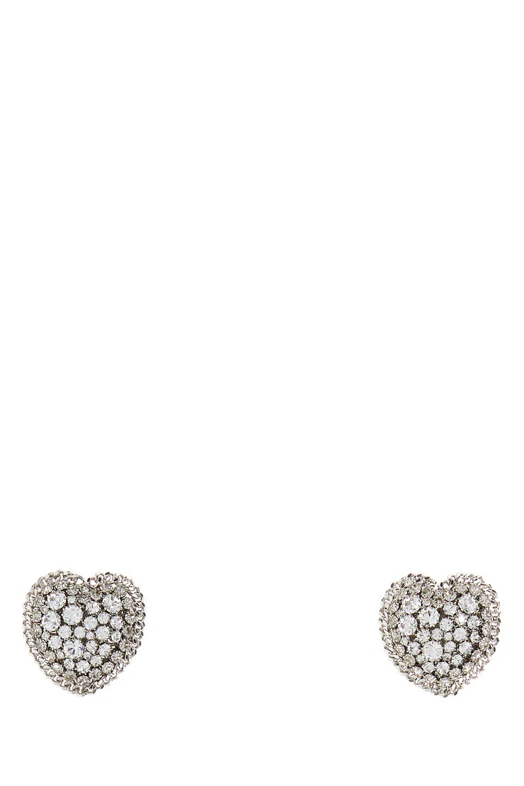CRYSTAL HEART EARRINGS CLIP EARRINGS