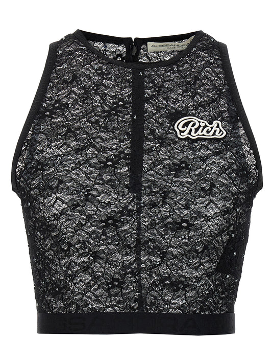 Rhinestone lace top Tops