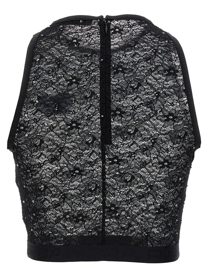 Rhinestone lace top Tops