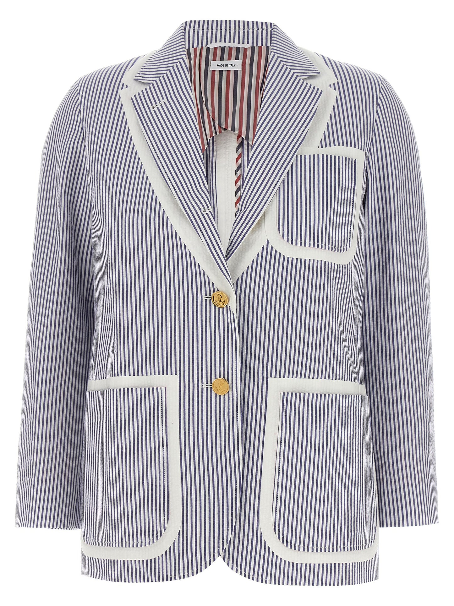 Single-breasted seersucker blazer Blazer