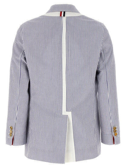 Single-breasted seersucker blazer Blazer