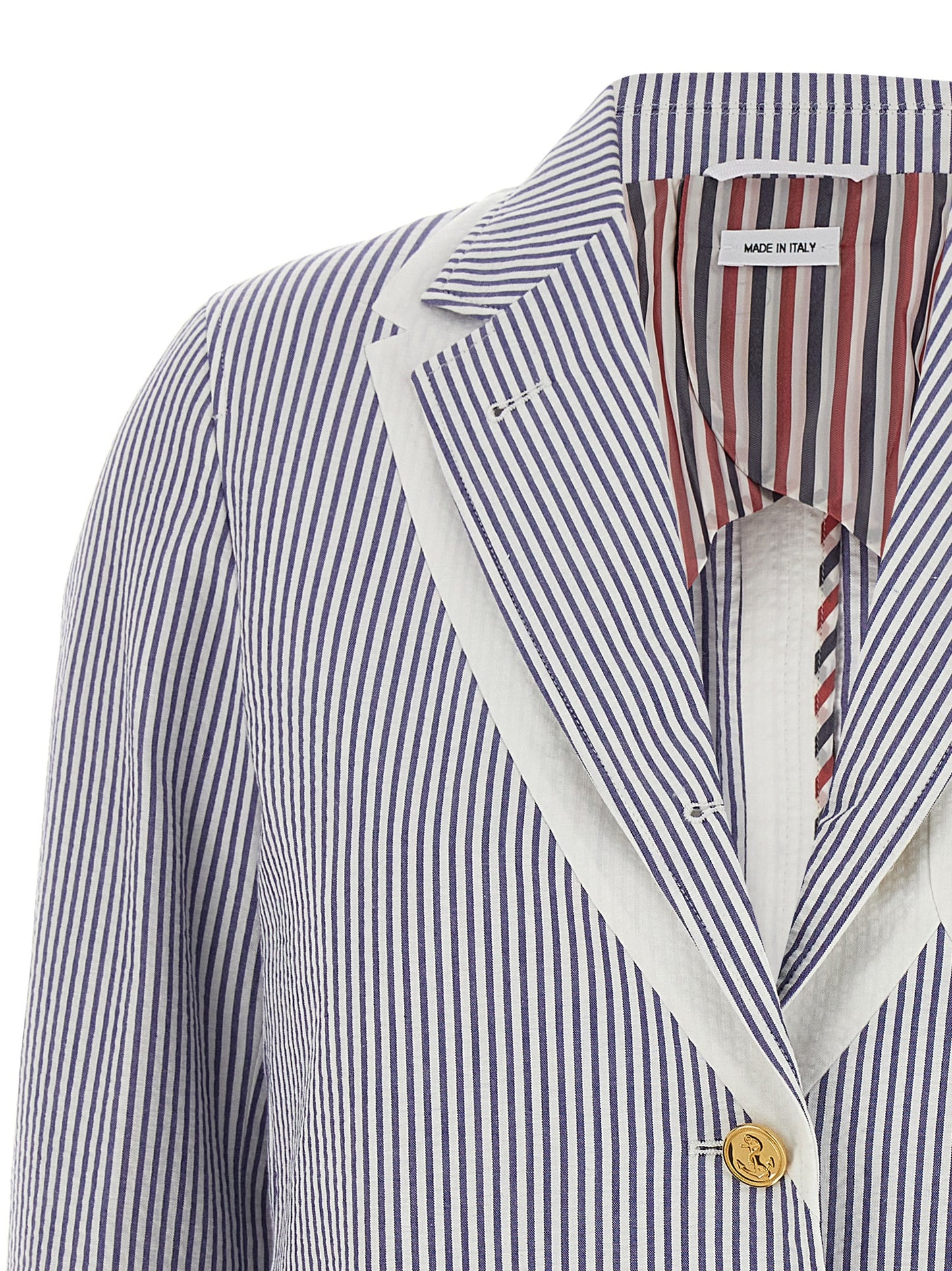 Single-breasted seersucker blazer Blazer
