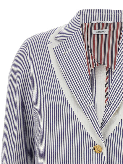 Single-breasted seersucker blazer Blazer