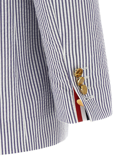 Single-breasted seersucker blazer Blazer