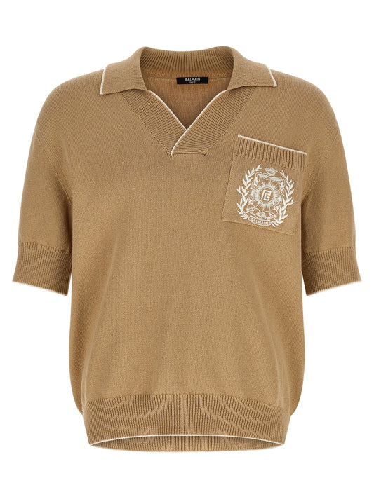 'Balmain Stemma' embroidery polo shirt Polo