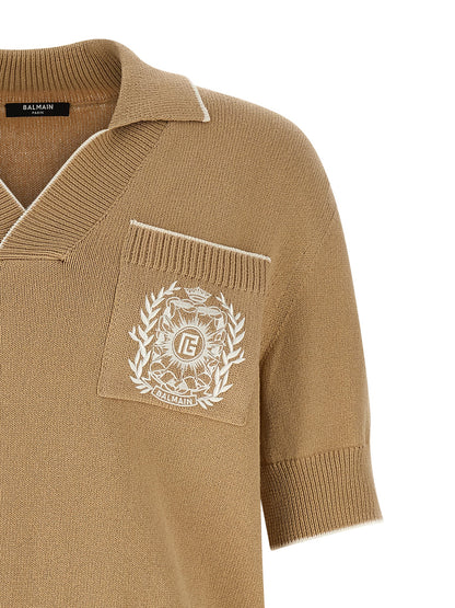 'Balmain Stemma' embroidery polo shirt Polo