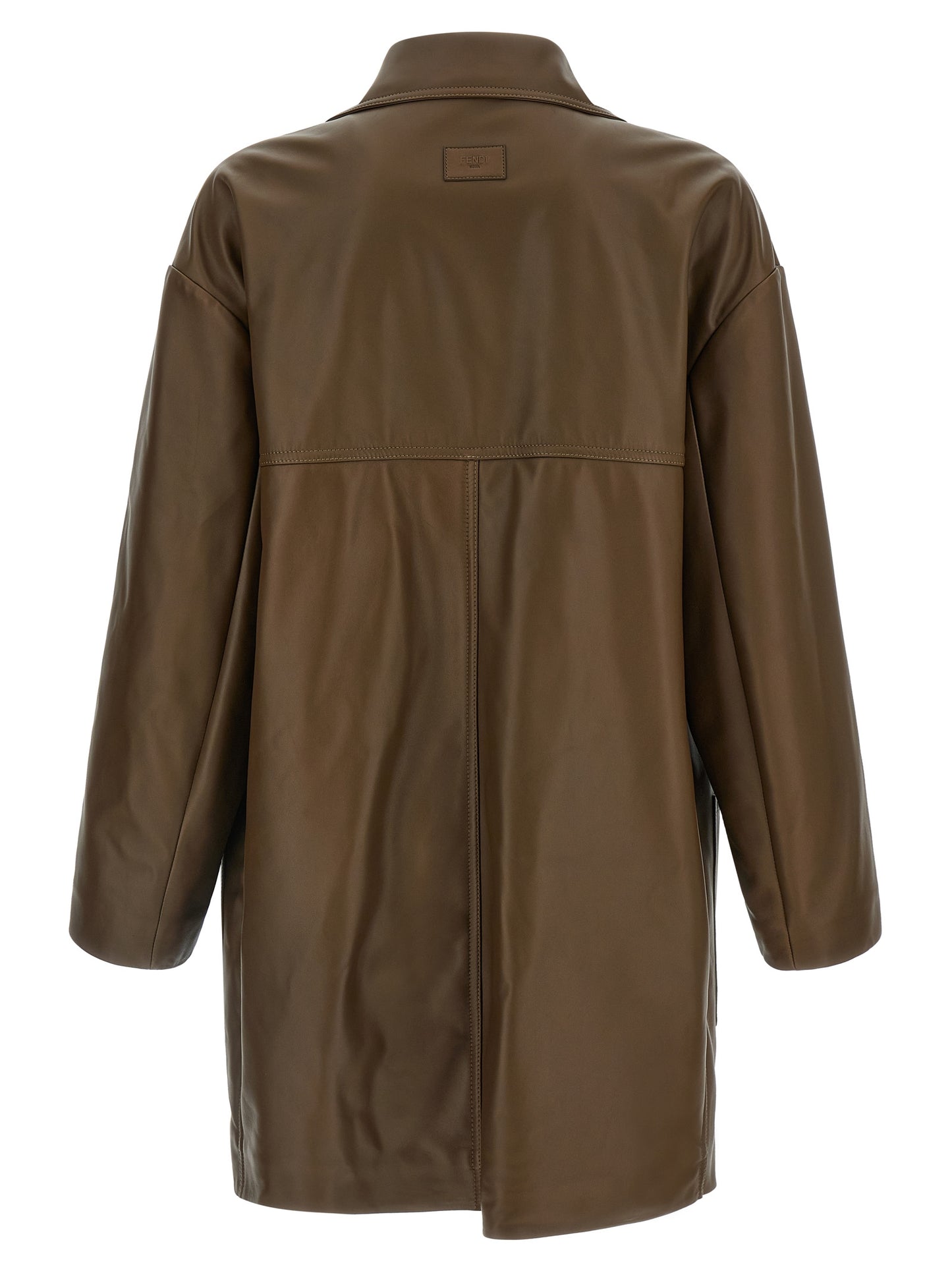 Double-breasted leather coat Coats, trench coats