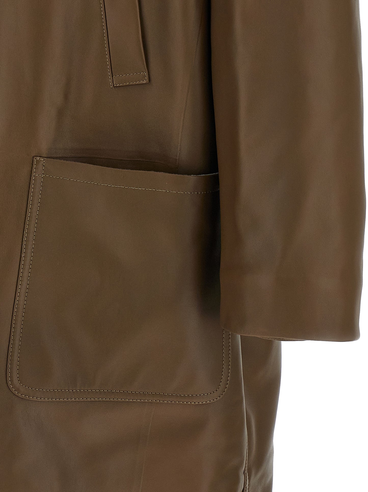 Double-breasted leather coat Coats, trench coats