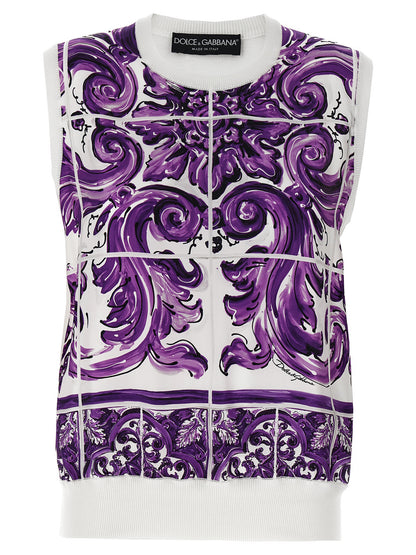 'Maiolica' printed vest Gilet