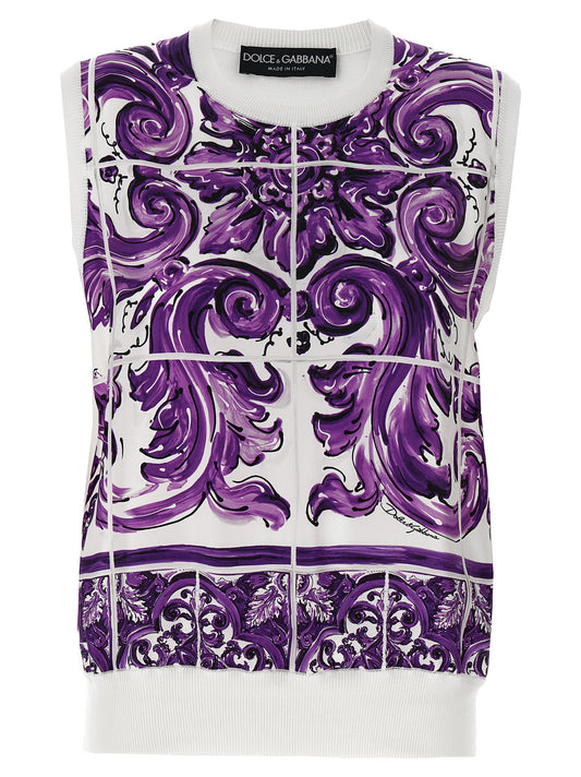 'Maiolica' printed vest Gilet