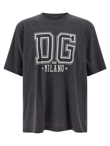 Flocked print T-shirt T-shirt