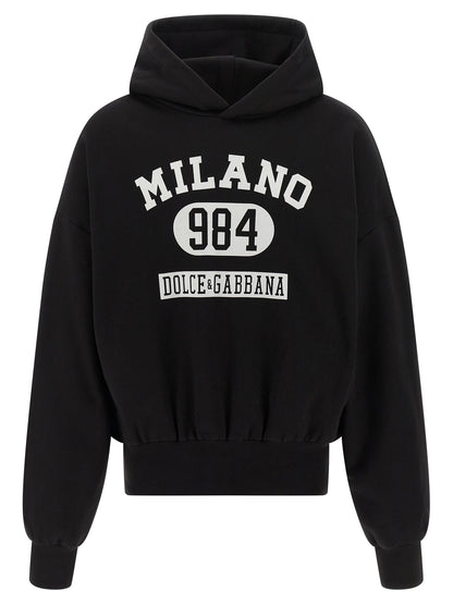 Flocked print hoodie Sweatshirt