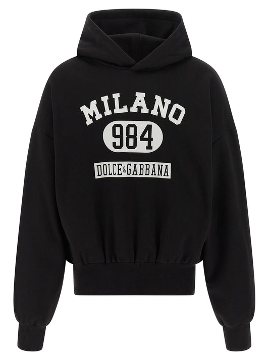 Flocked print hoodie Sweatshirt