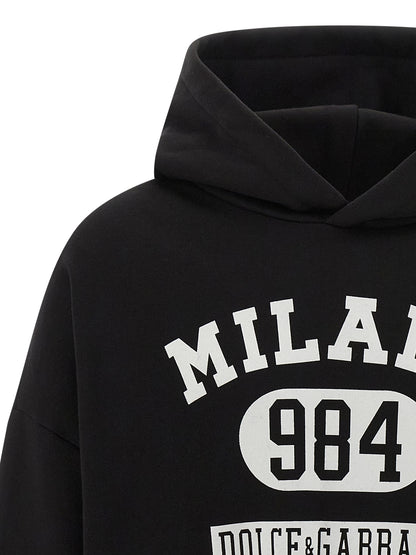 Flocked print hoodie Sweatshirt