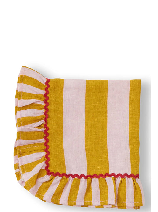 Striped tablecloth ruffle Kitchen linen