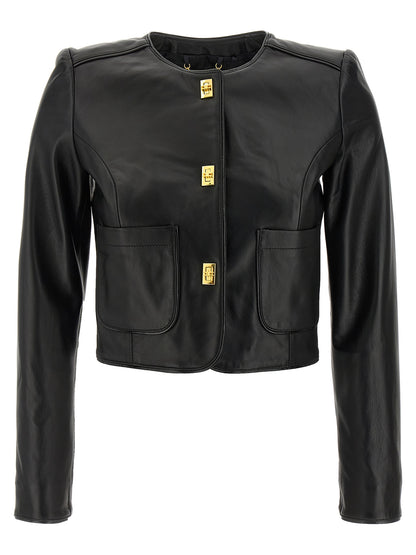 Cropped leather jacket Down jacket, Parka, Casual jackets