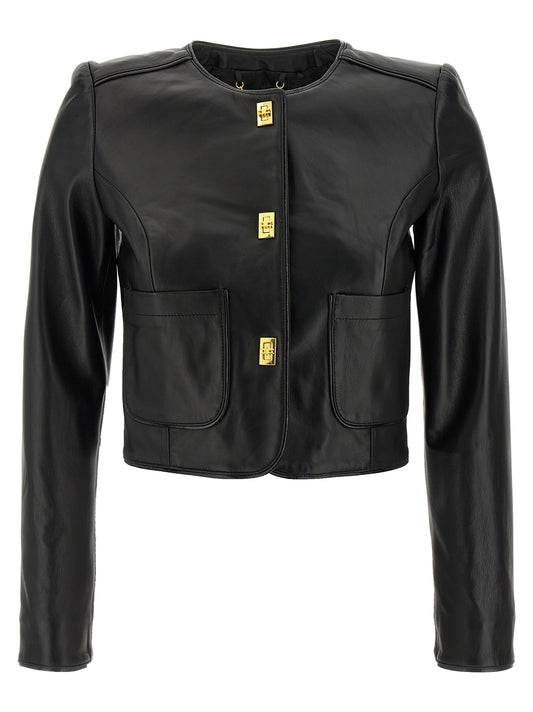 Cropped leather jacket Down jacket, Parka, Casual jackets