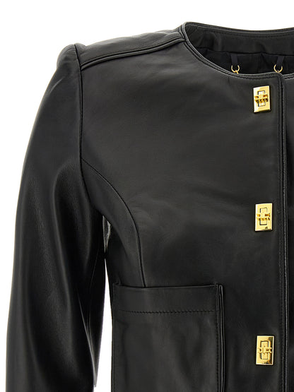 Cropped leather jacket Down jacket, Parka, Casual jackets