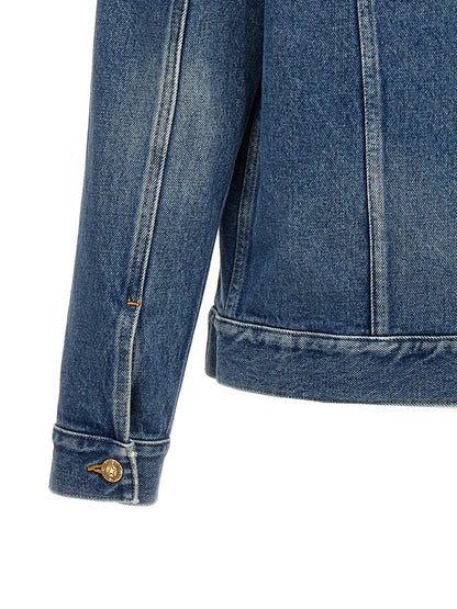 Logo patch denim jacket Casual jackets, parka