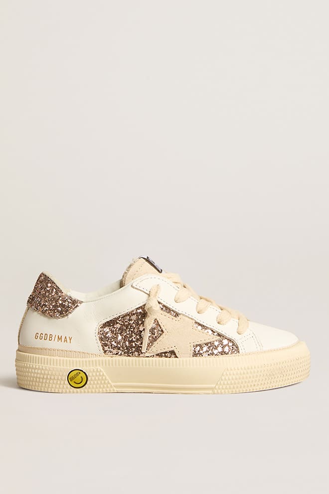 Golden Goose Deluxe Brand May leather and glitter upper suede star glitter h