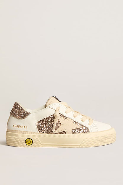 Golden Goose Deluxe Brand May leather and glitter upper suede star glitter h
