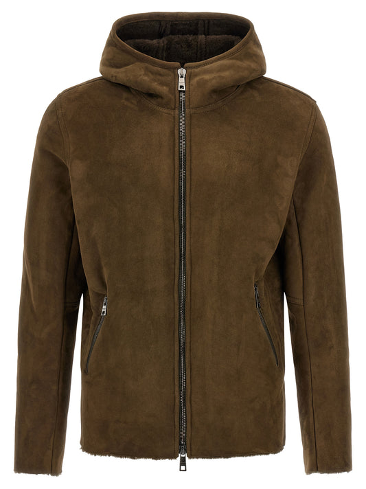 Shearling hooded jacket  Down jacket, Parka, Casual jackets