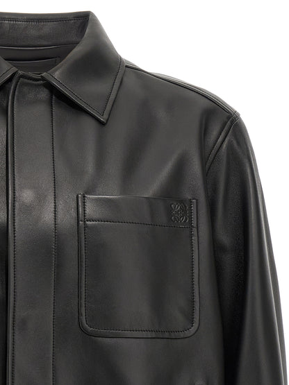 Nappa leather overshirt Down jacket, Parka, Casual jackets
