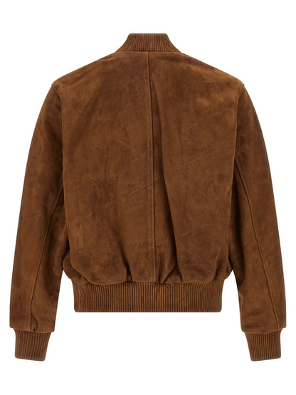 Suede bomber jacket Down jacket, Parka, Casual jackets