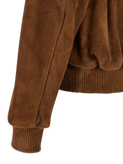 Suede bomber jacket Down jacket, Parka, Casual jackets