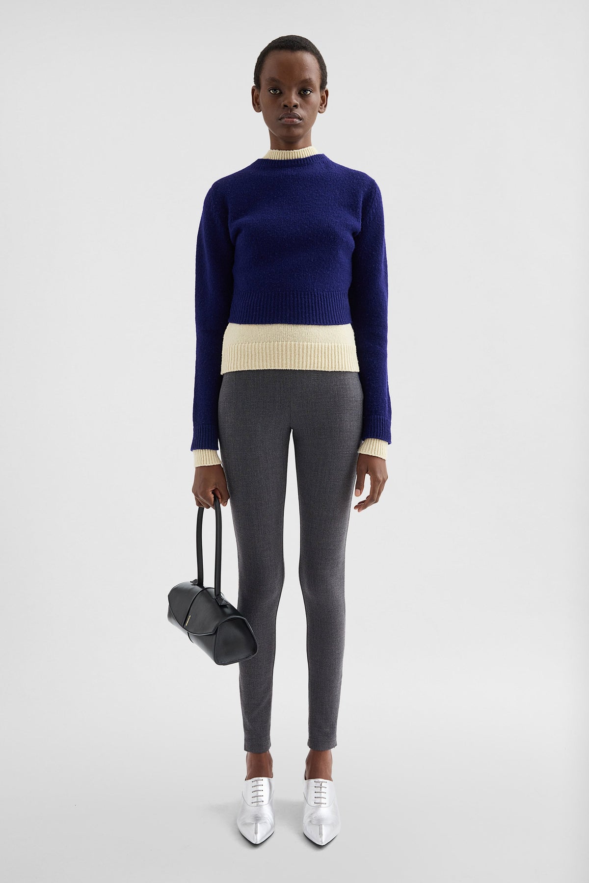 Jil Sander Ls slv double layer mock neck jumper