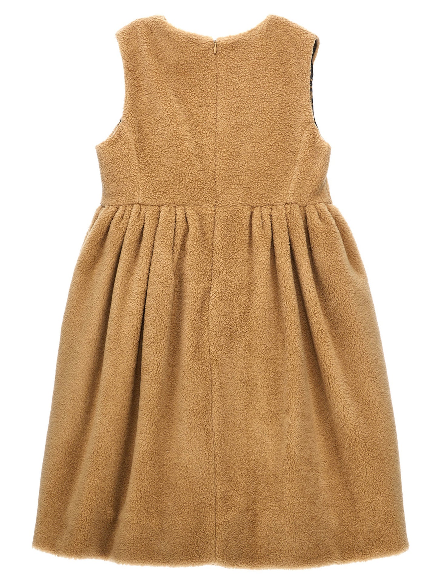 Faux fur logo embroidery dress Dresses