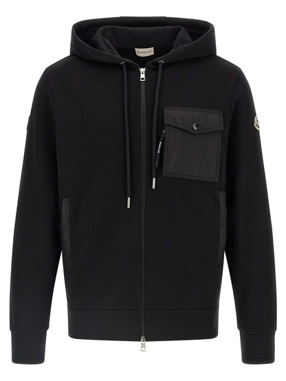 Nylon insert hoodie Sweatshirt