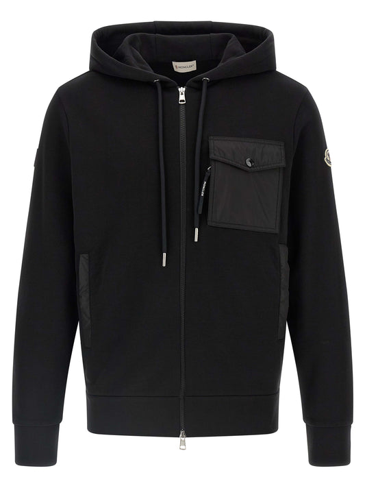 Nylon insert hoodie Sweatshirt