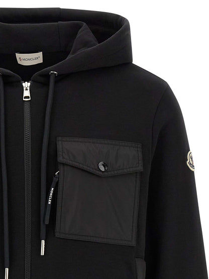 Nylon insert hoodie Sweatshirt