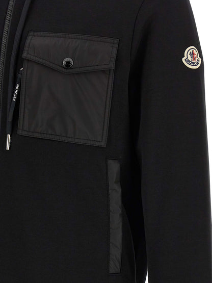 Nylon insert hoodie Sweatshirt