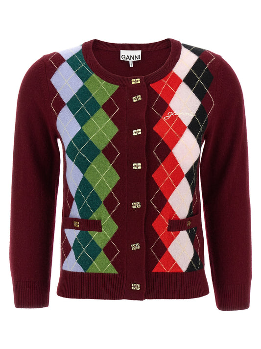 'Burgundy Check' cardigan Sweater, cardigans